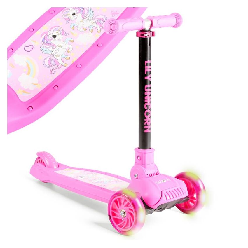 FableKids Dětská koloběžka s LED světly REX  LILY UNICORN